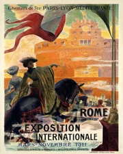 POSTER EXPOSITION INTERNATIONALE ROME 1911 FASHION WOMEN VINTAGE REPRO FREE S/H
