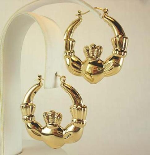18K Gold Plated Claddagh Hoop Earrings - LIFETIME WARRANTY