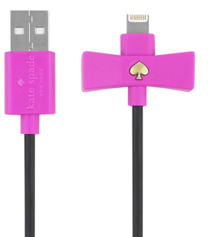 NUEVO Kate Spade New York Rosa Negro iPhone iPad iPod Teléfono USB Cargador Cable de Datos Foto 3 de 4