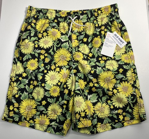 Old Navy Sunflower Printed Board Shorts Swim Trunks UPF 50 Boys XL 14-16 NEW - Picture 2 of 3