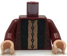Lego New Dark Red Minifig Torso Robe with Dark Brown FiligreeBlack Stripes Piece