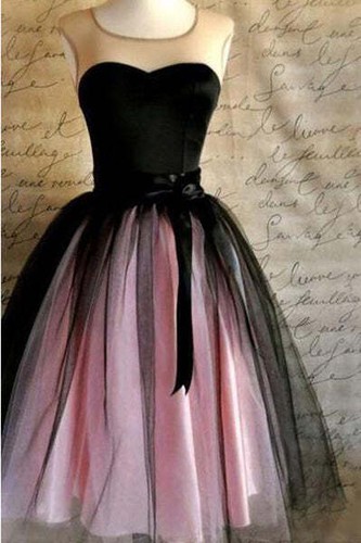 Short Wedding Dresses Gothic Black Scoop Neck Tulle Bridal Gown Knee Length - Picture 3 of 12