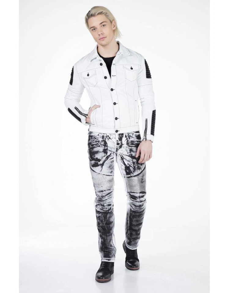 CHAQUETA VAQUERA CIPO & BAXX HELL RACER PARA HOMBRE BLANCA MOTERA DENIM TODAS LAS TALLAS Foto 4 de 4