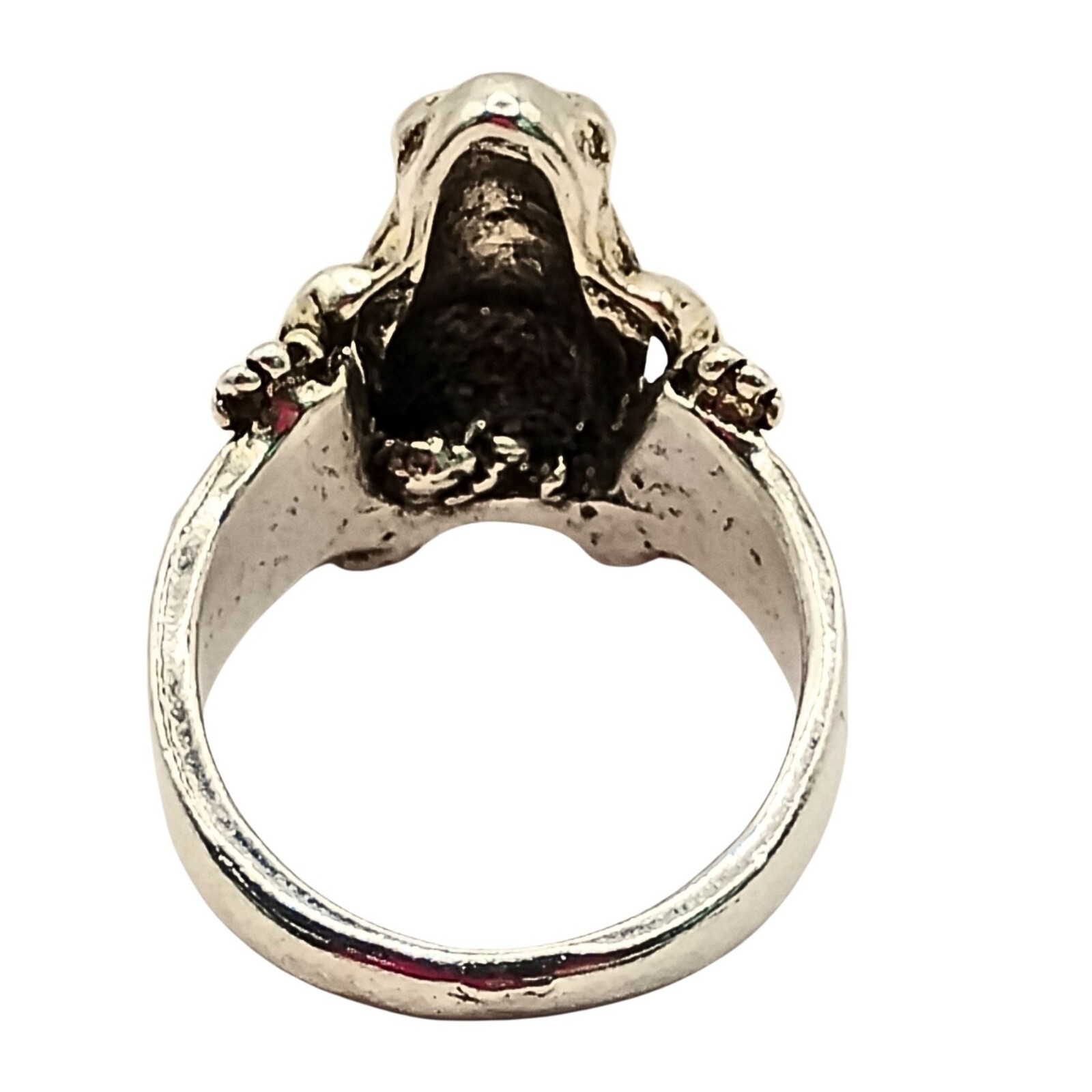 Womens Silver Plated Frog Statement Ring Size 6.5… - image 6