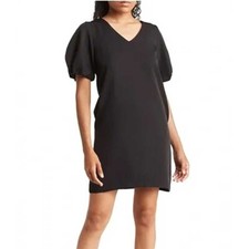 NWT Sam Edelman puff short sleeve shift dress black LBD v-neck Final Sale