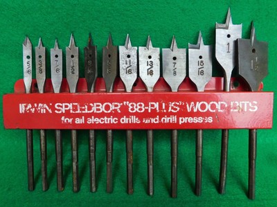 Vintage Set of 12 Irwin Wood Bits in the Original Metal Display Holder
