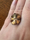 Vintage Stuart Nye Copper & Sterling Silver Adjustable Pansy Ring Sz 7