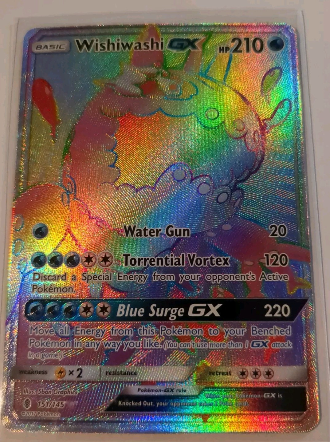 Wishiwashi GX - 151/145 - Pokemon Guardians Rising Sun Moon Secret Rare Card 