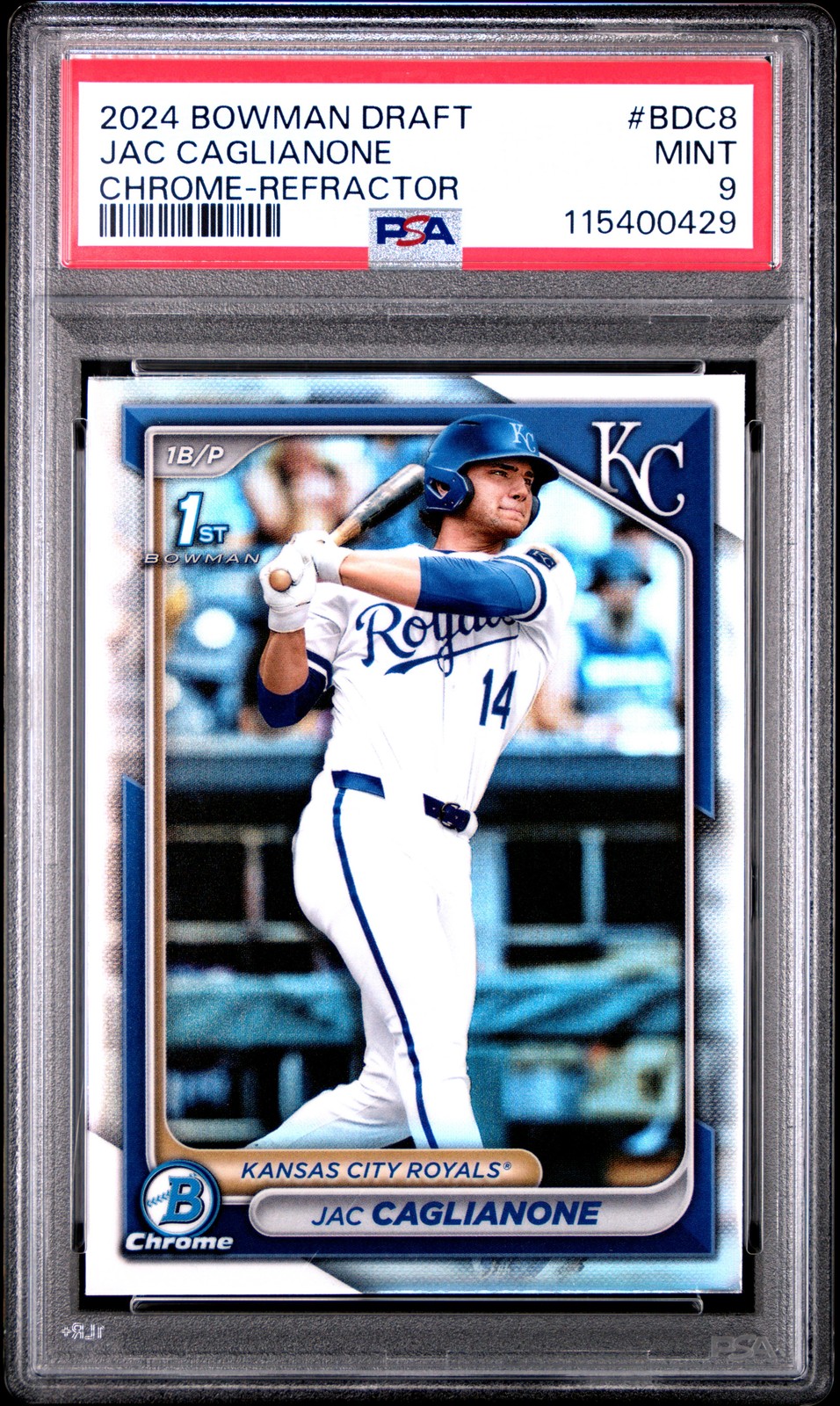 2024 BOWMAN DRAFT CHROME-REFRACTOR #BDC8 JAC CAGLIANONE PSA 9