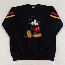 Vtg 80s Mickey Mouse Disney Character Fashions Crewneck Sweatshirt Black Large
