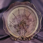 Vintage Jeanette Iris And Herring Bone Glass Platter 12 Inches Depression Glass