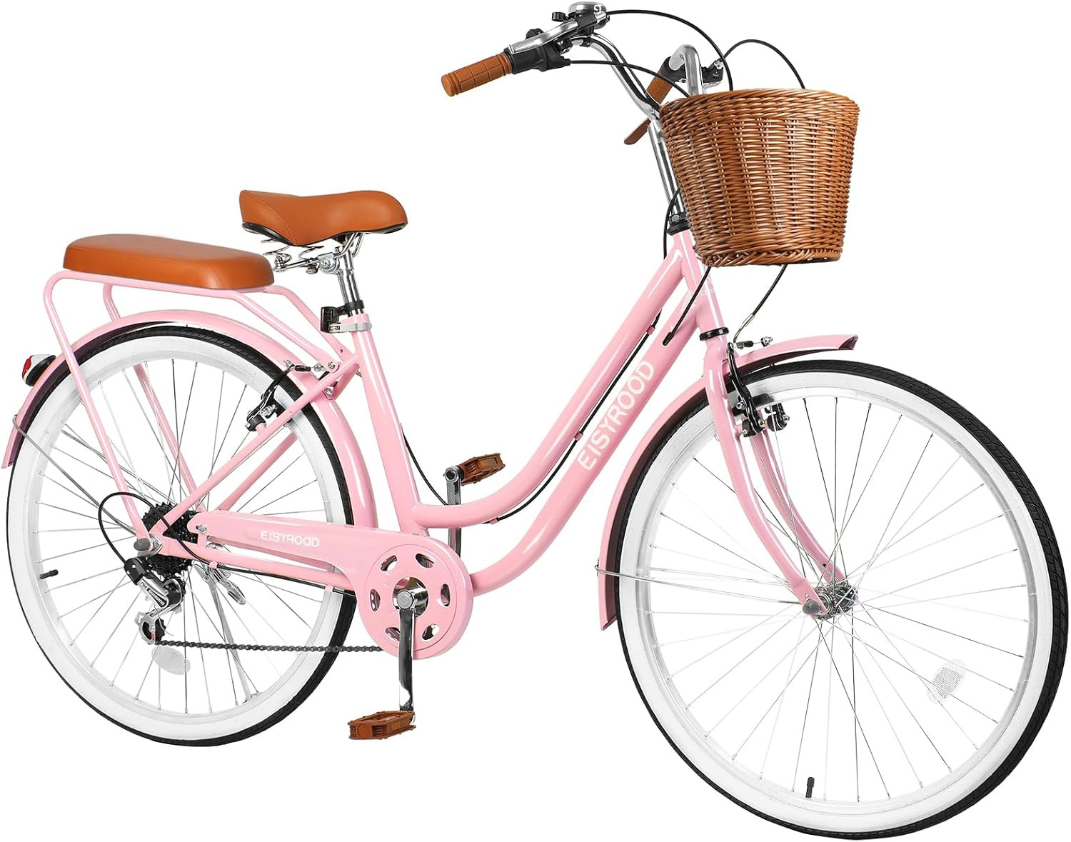 26 Inch Beach Cruiser Bike for Women, Hybrid Womens Bike with 7 Speed, Adjustabl