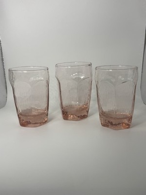 3 LIBBEY CHIVALRY Pink JUICE GLASSES 3-3/4'' T