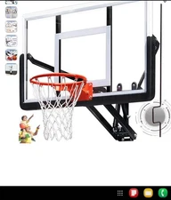 54.5" Wall Mounted Basketball Hoop Adjustable Height Basketball Goal Indoor O...