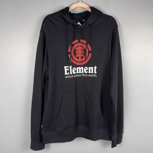 Element Wind Fire Water Earth Hoodie Sweatshirt Large Black NEW 90s Y2K