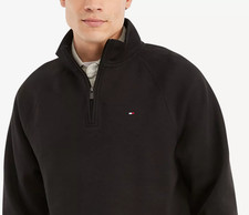 Tommy Hilfiger men's 1/4 zip Flag logo Black Sweatshirt - Medium - retail 89