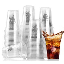 100 Pack Disco Party Plastic Cups Disco Ball Disposable Clear Cups 12 oz Drin...