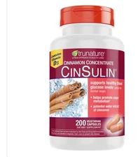 trunature Cinnamon Concentrate Cinsulin 500mg, 200 Vegetarian Capsule