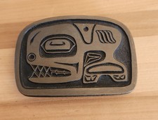 Vintage Bronze Belt Buckle - Tlingit Killer Whale