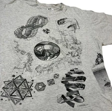 Vintage Mc Escher All Over Print Art Tee Shirt 