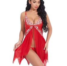 Women Mini Dress Nightwear Sexy G-String Lingerie Lace Sleepwear Nightdress UK