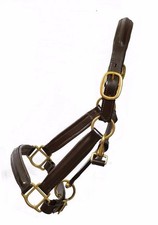 Leather Horse Padded Halter Headcollar Brown padded with Brass fitting Premium