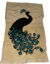 American Thread Co Peacock Design Canvas Rug Base Foundation Needlework Started