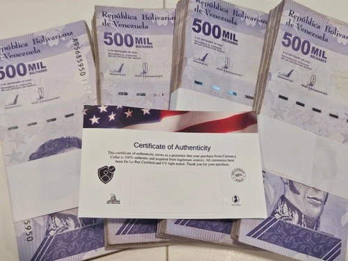 100 x Venezuela 500 Mil Bolivar Soberano Banknotes Brick Million Bolivares 2020