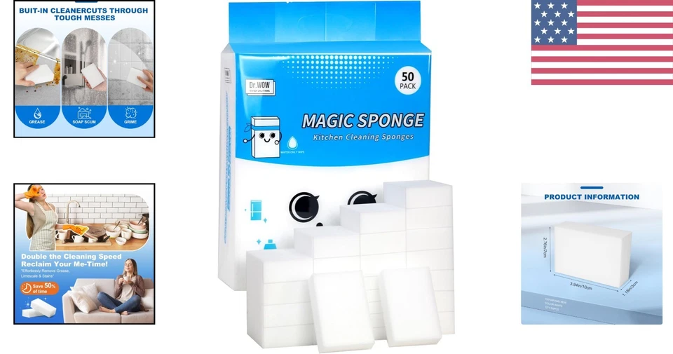 Paquete de 50 esponjas de melamina ecológicas - extra gruesas para un brillo sin rayas Foto 2 de 4