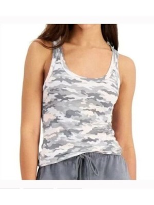 JENNI Intimates Gray Cotton Blend Ribbed Tank Sleep Shirt Pajama Top XS