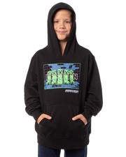 Minecraft Boys' Game On Creeper Mob Graphic Print Hoodie Sweatshirt Black, 2XS 