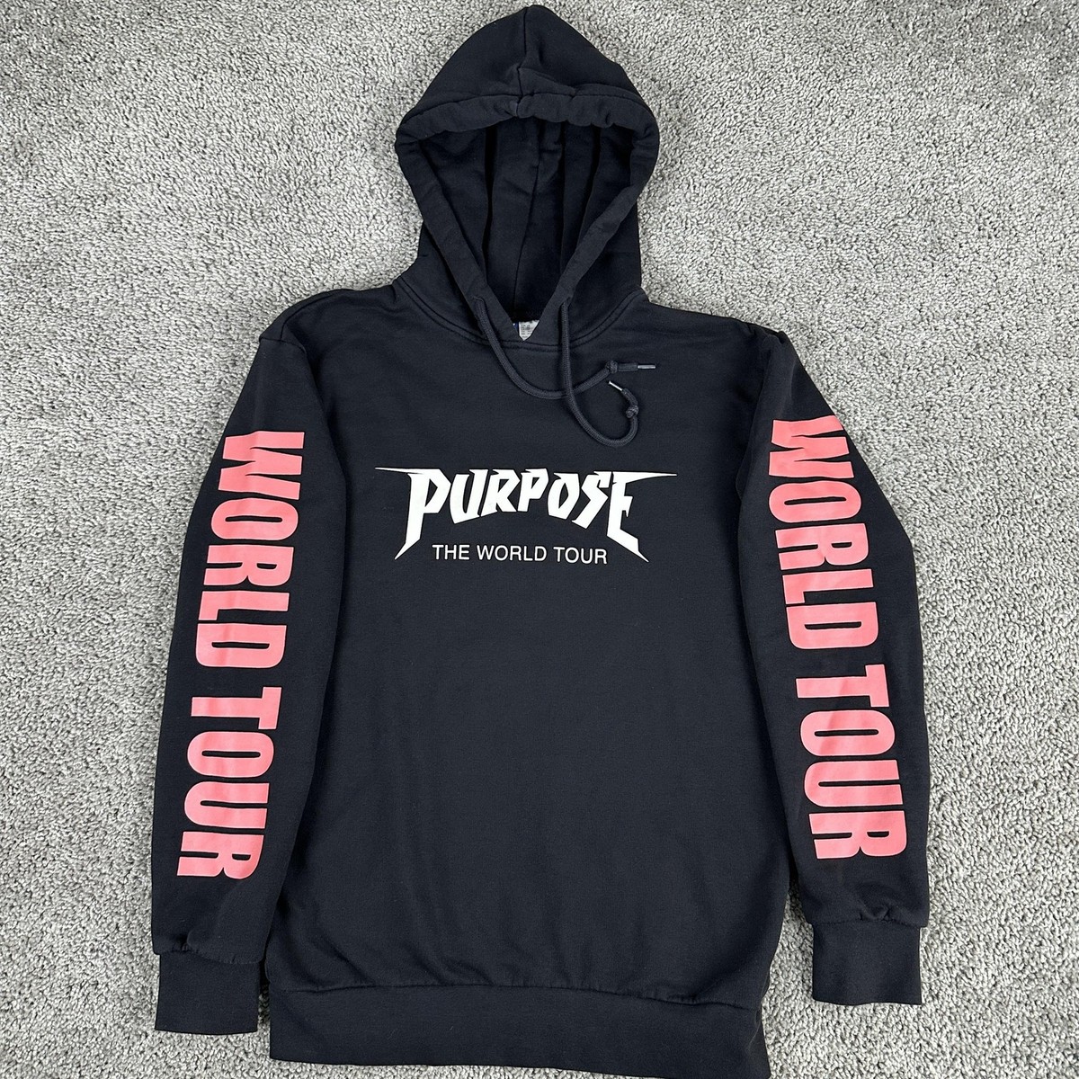 Justin Bieber Hoodie Mens XS Black Purpose World Tour H&M Divided