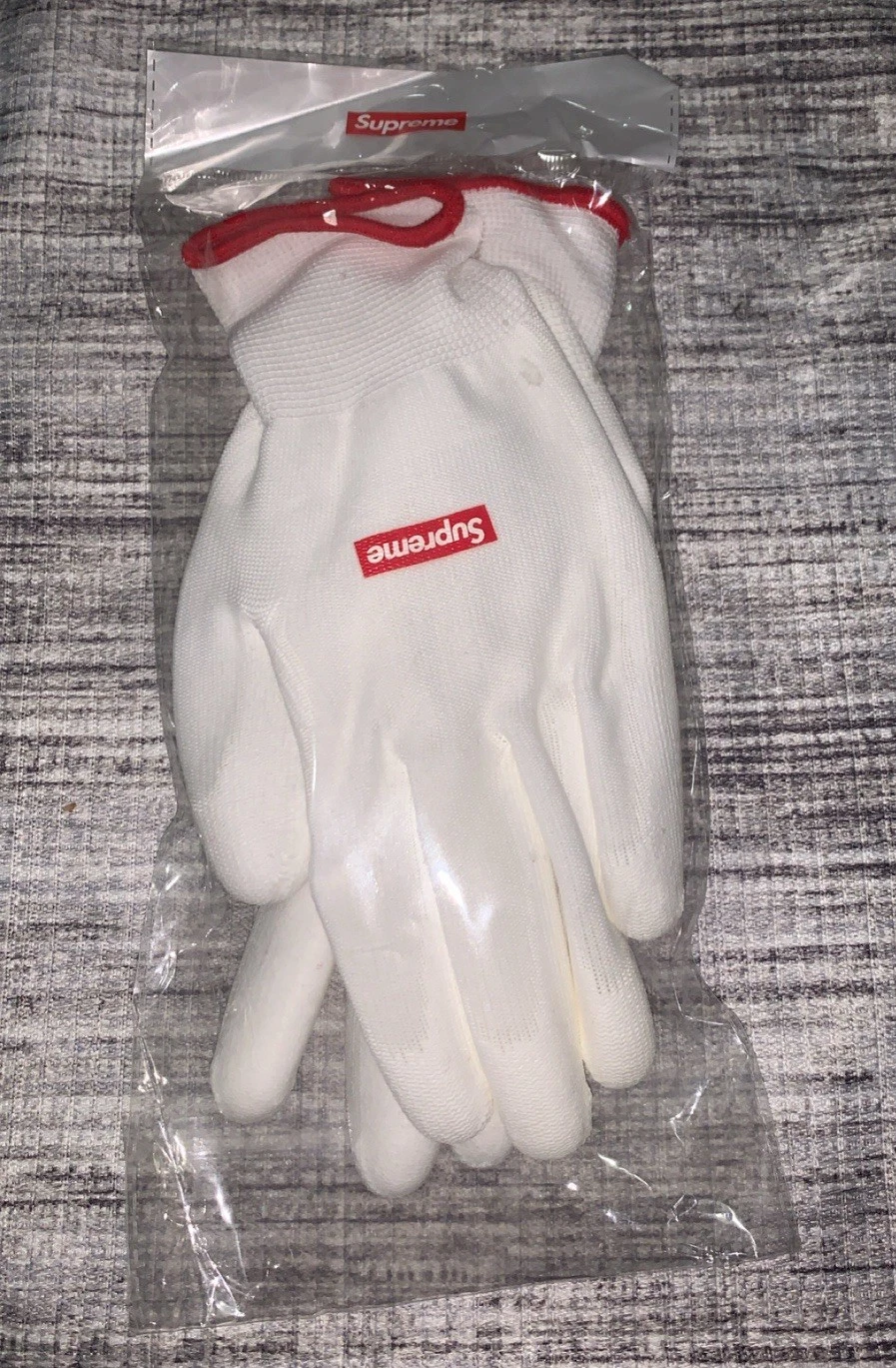 Gants caoutchoutés Supreme FW20 caoutchouc blanc boîte à gants logo neuf authentique