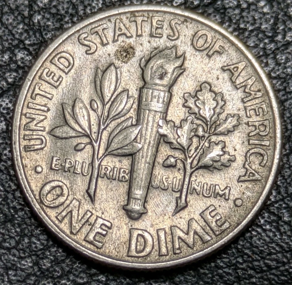 1969-D 10c Dime Full Bands Torch Struck Through Error Partial Missing Mint Mark - Image 2 of 4