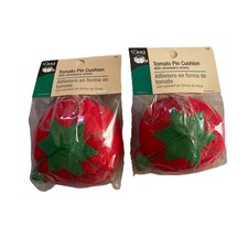 Lot of 2 Dritz 732 Tomato Pincushion W/Strawberry Emery-2.5" RED Sewing Tool NEW