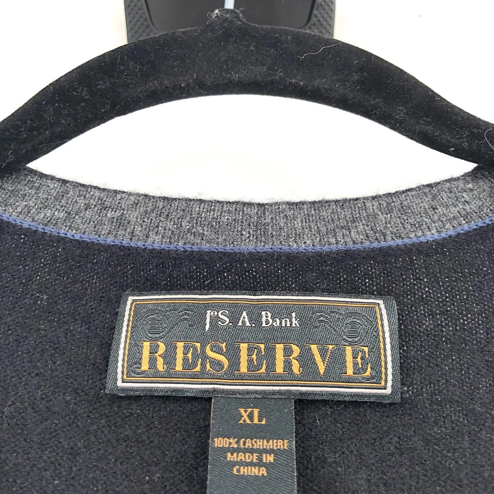 JOS. A. Suéter tejido BANK Reserve 100 % cachemir cuello en V XL negro para hombre Foto 2 de 4