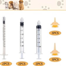 12pcs Kitten Pupply Pet Feeding Silicone Nipple 2pcs Nursing Syringes Reusable