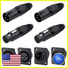 DKARDU 2 Pairs 3 Pin XLR Male Female Connector Panel Mount for Mixer Speaker