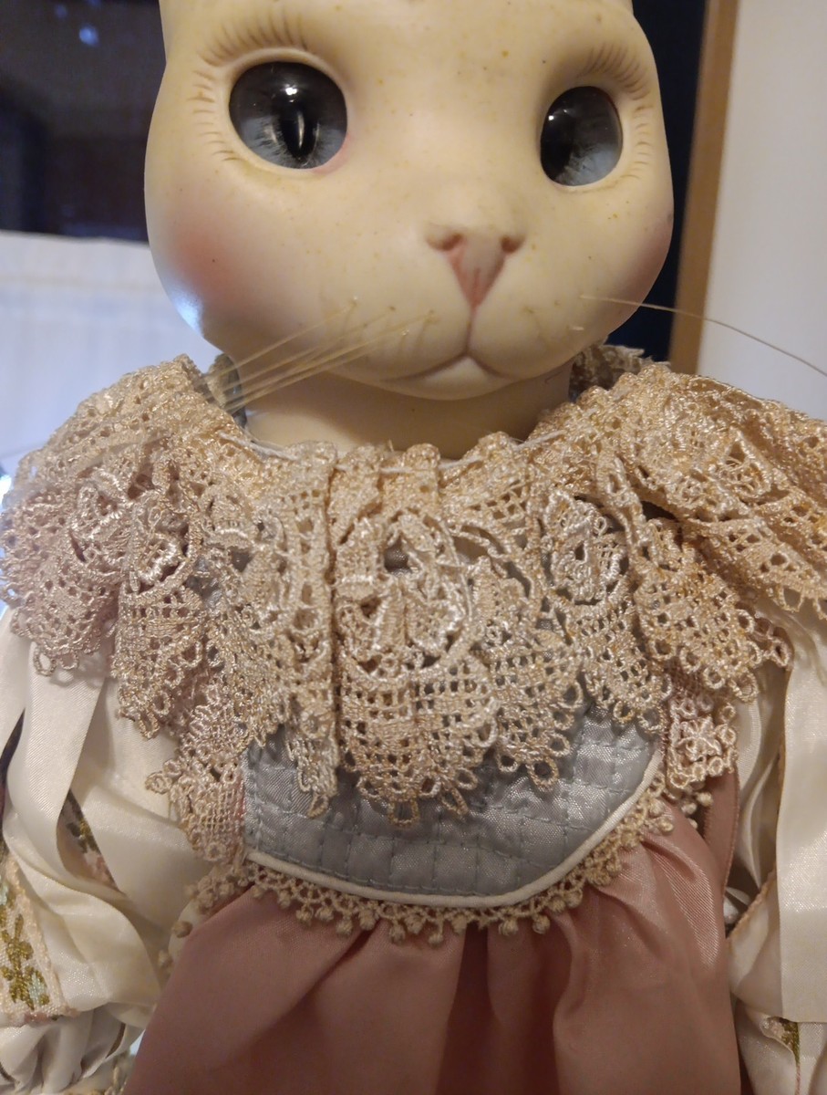Love and Roses Porcelain CAT Doll by Artist Wendy Brent Limited