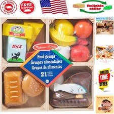 Wooden Toy Food Set - 21 Pieces for Healthy Imaginary Cooking Adventures