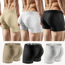 Padded Underwear Men Boxers Briefs Butt Booster Hip Enhancer Detachable 2 Pad