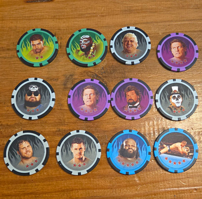 Topps WWE Power Chipz Wrestling Collectible Chips Lot of 12 Multicolor