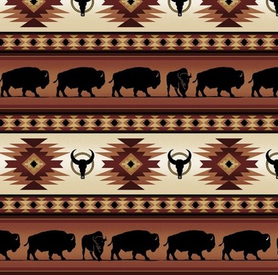 Elizabeth Studio Brown Umber Native Buffalo Tucson Quilt Fabric by the Yard