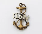 WWII WW2 USN Navy CPO Cap Badge Anchor Insignia Military Pin Back