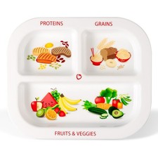MyPlate Portion Control Plate   3 Divided Sections for Proteins, Grains  Fru...