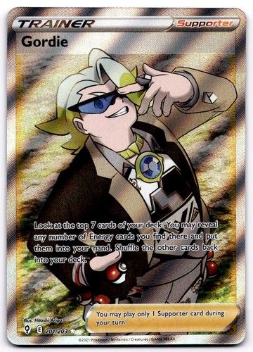 Gordie 201/203 SWSH Evolving Skies Full Art Ultra Rare Pokemon Card - NM