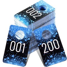 200 Plastic Number Tags - Reusable Consecutive Mirrored for Coat Rooms