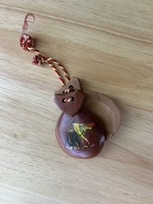 VINTAGE CASTANET CARVED WOOD SPANISH HAND PAINTED
