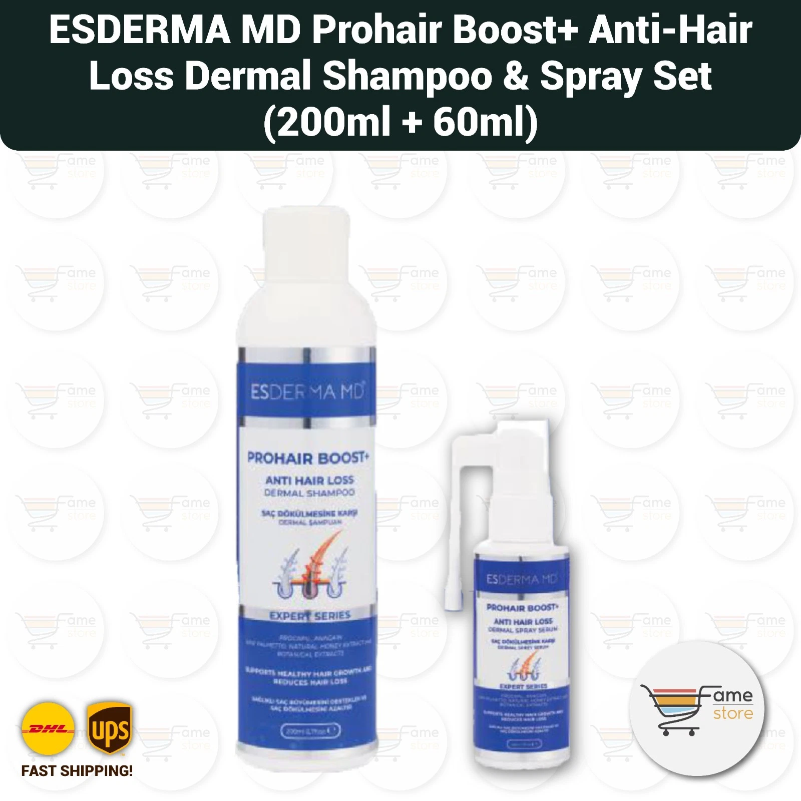 Esderma MD Prohair Boost+ Anti Hair Loss Hair Repair Shampoo + Spray Set