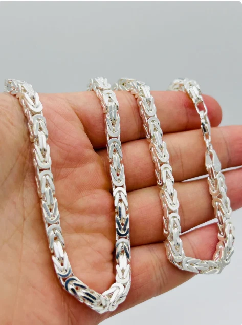 Серебро 24» Lite квадратный византийский ссылка подвеска цепочка/ожерелье 5 мм 40гр